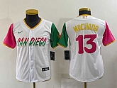 Youth Padres 13 Manny Machado White Nike 2022 City Connect Cool Base Jersey,baseball caps,new era cap wholesale,wholesale hats